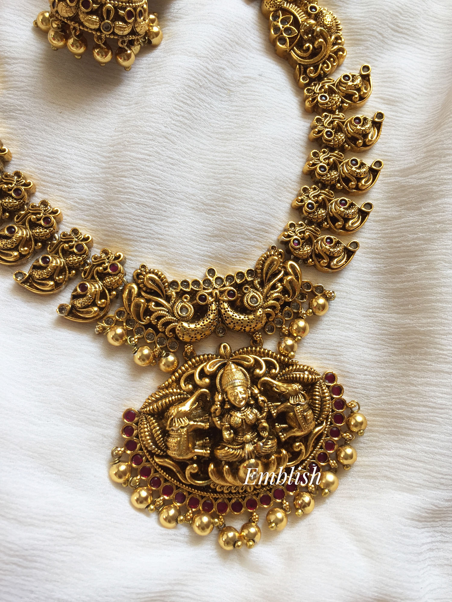 Antique Lakshmi with Double Haathi Long Neckpiece.